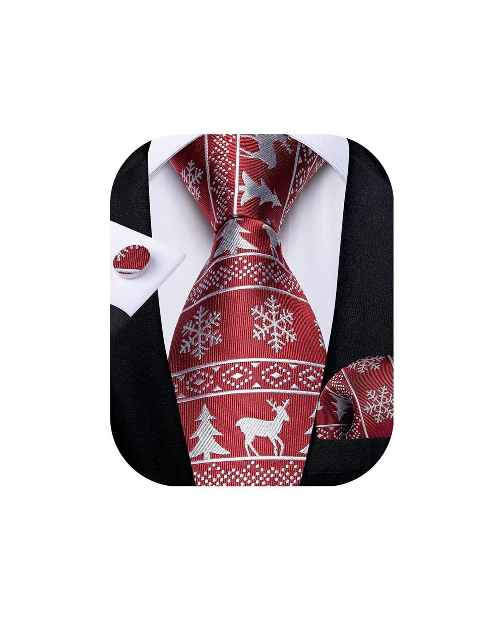 1148 Christmas Ties Xmas Holiday Necktie and Pocket Square Cufflinks Set
